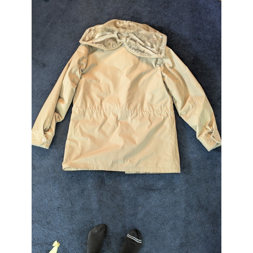 VTG Mighty-Mac Vintage Tan Sherpa Fur Lined Hooded Parka Jacket Mens Made USA XL - Picture 3 of 12